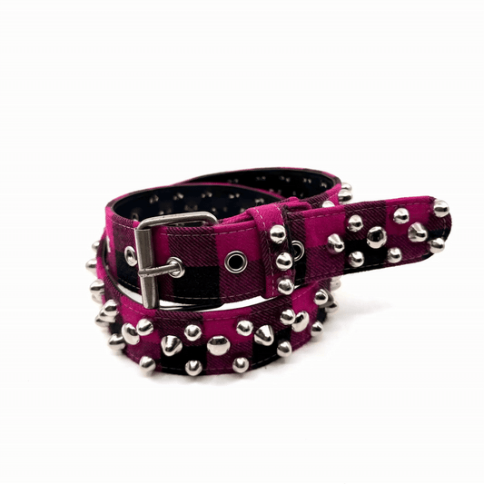 PLAID STUDDED BELT #5