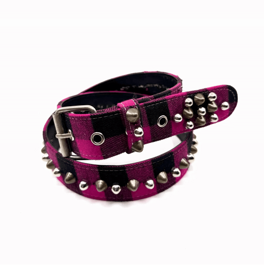 PLAID STUDDED BELT #6