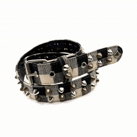 PLAID STUDDED BELT #8