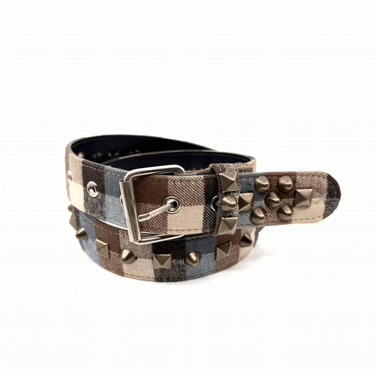 PLAID STUDDED BELT #1