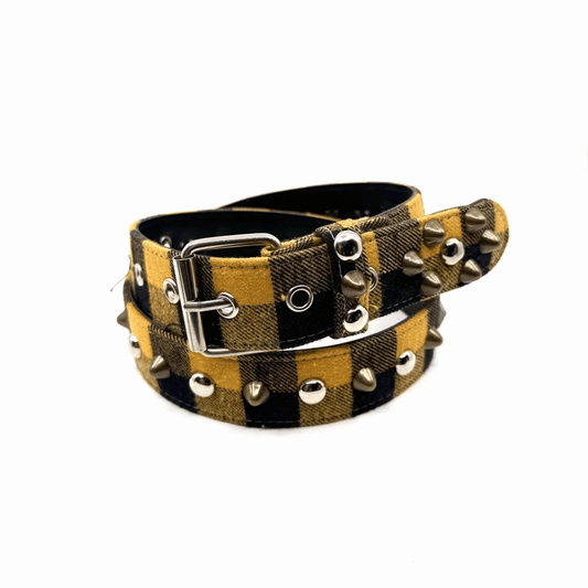 PLAID STUDDED BELT #3
