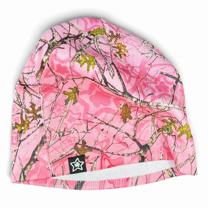 The Star Team pink Realtree camouflage digital print skully beanie with a small star logo patch
