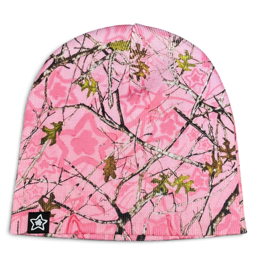 The Star Team pink Realtree camouflage skully beanie with a digital print and branded star logo patch