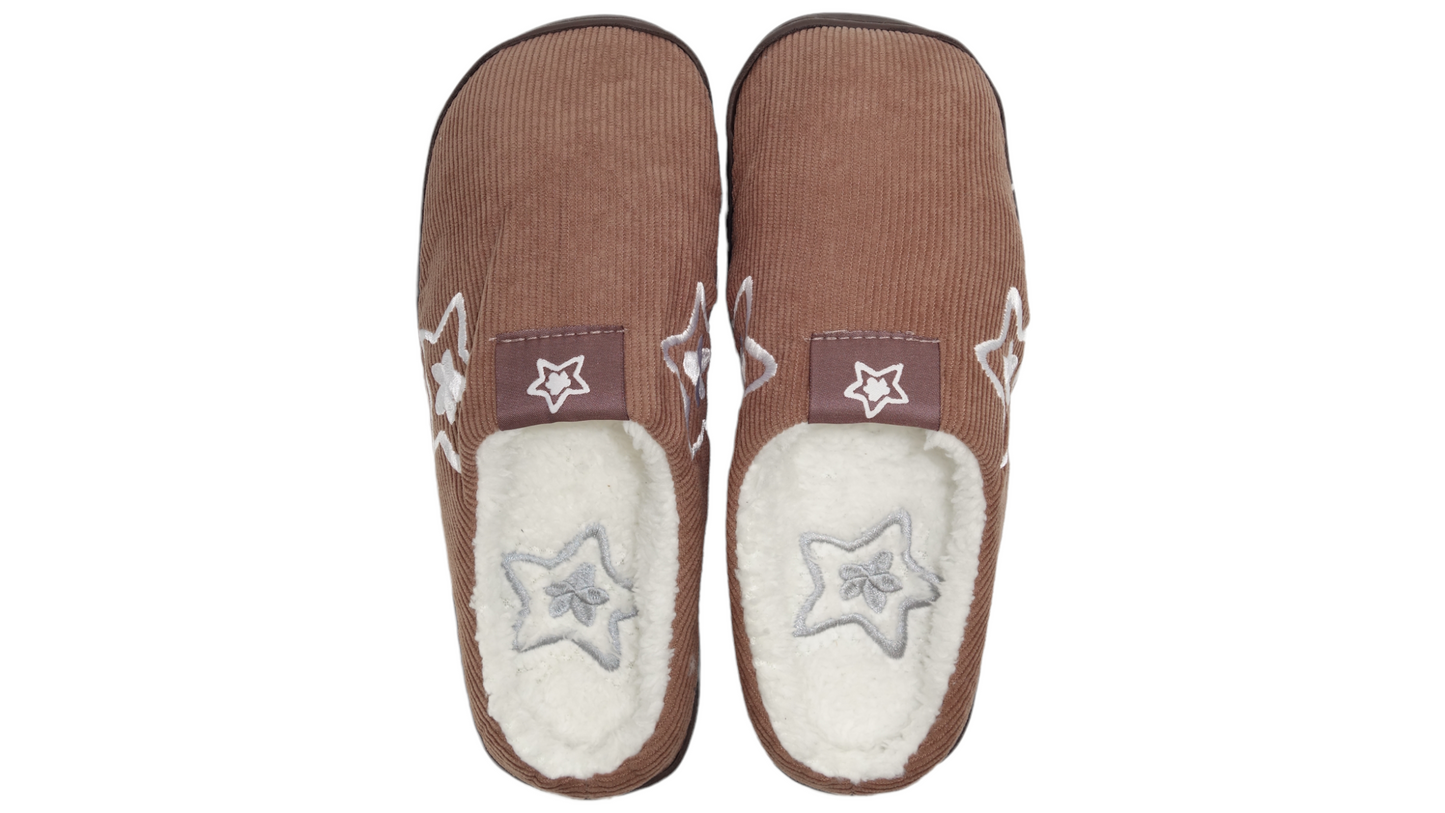 BROWN STAR SLIPPERS